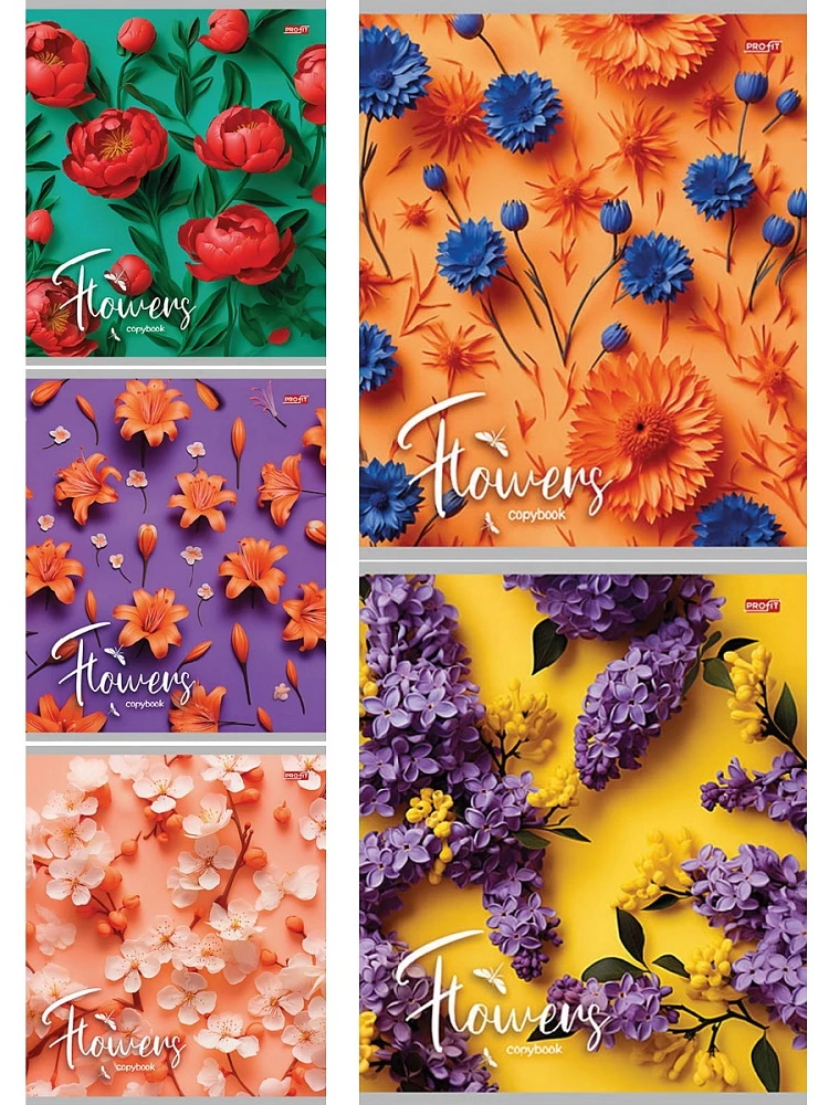 Notatnik A5 - Kwiaty na jasnym tle, 48 kartek, linia, w asortymencie