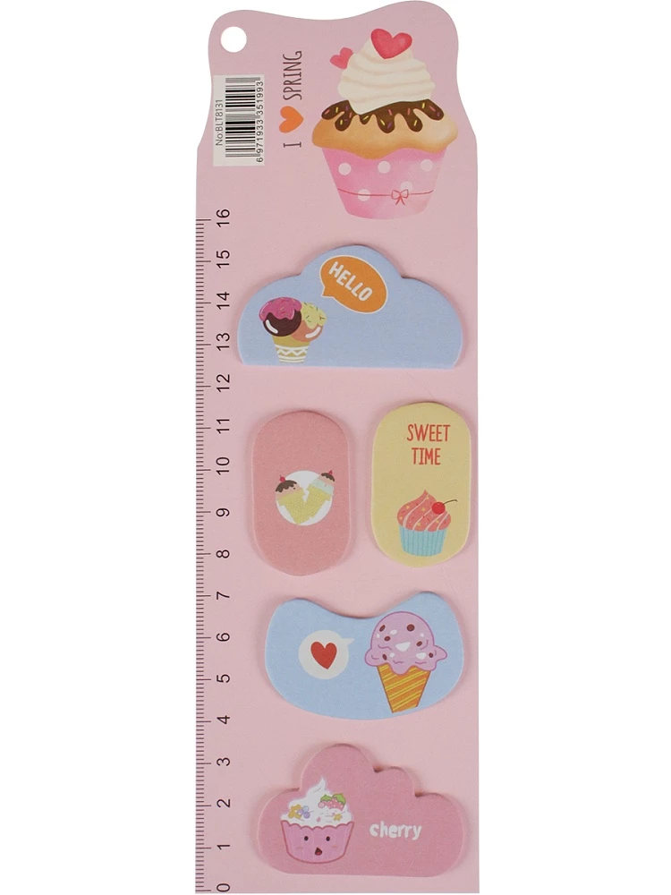 Набор бумажных закладок с клеевым краем - Маффин, в ассортименте