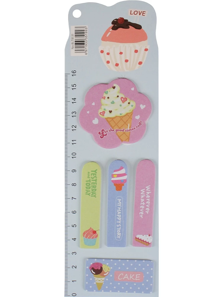 Набор бумажных закладок с клеевым краем - Маффин, в ассортименте