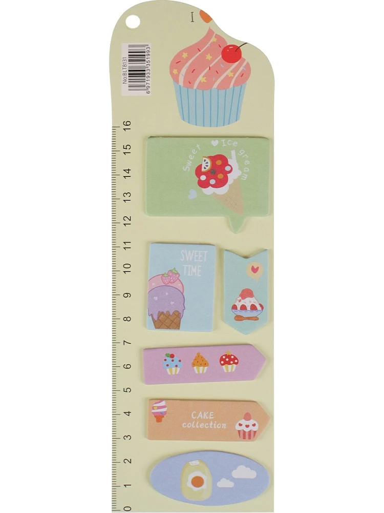 Набор бумажных закладок с клеевым краем - Маффин, в ассортименте