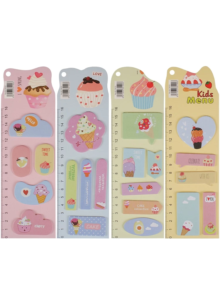 Набор бумажных закладок с клеевым краем - Маффин, в ассортименте