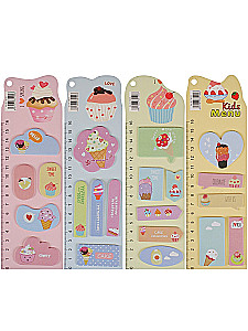 Набор бумажных закладок с клеевым краем - Маффин, в ассортименте