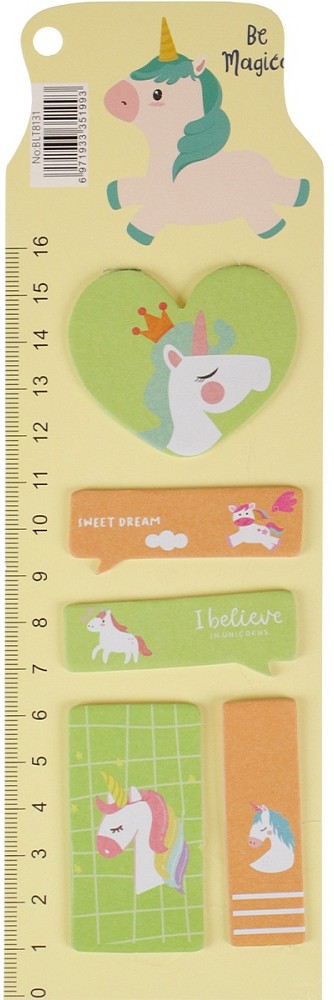 Set of Paper Bookmarks with Adhesive Edge - Unicorn, Assorted