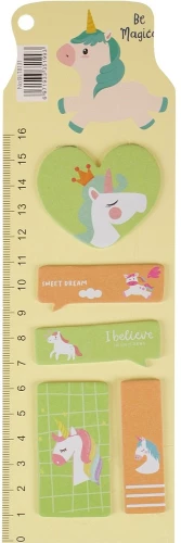 Набор бумажных закладок с клеевым краем - Единорог, в ассортименте
