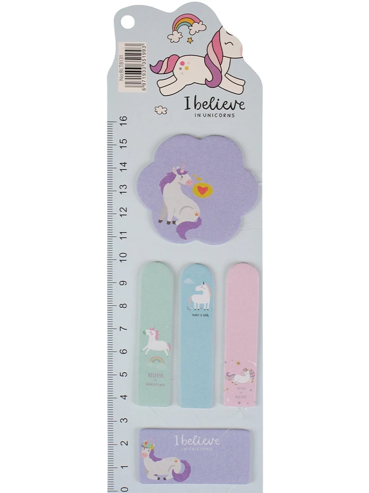 Набор бумажных закладок с клеевым краем - Единорог, в ассортименте