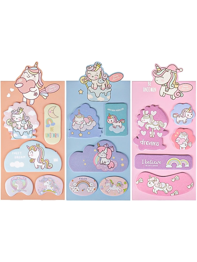 Набор бумажных закладок с клеевым краем - Будь единорогом, в ассортименте