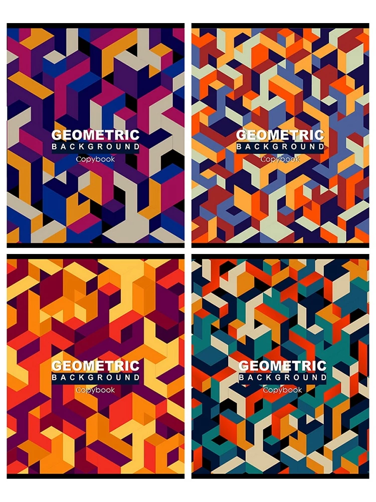 Тетрадь A5 - Геометрические лабиринты, 96 листов, клетка, в ассортименте