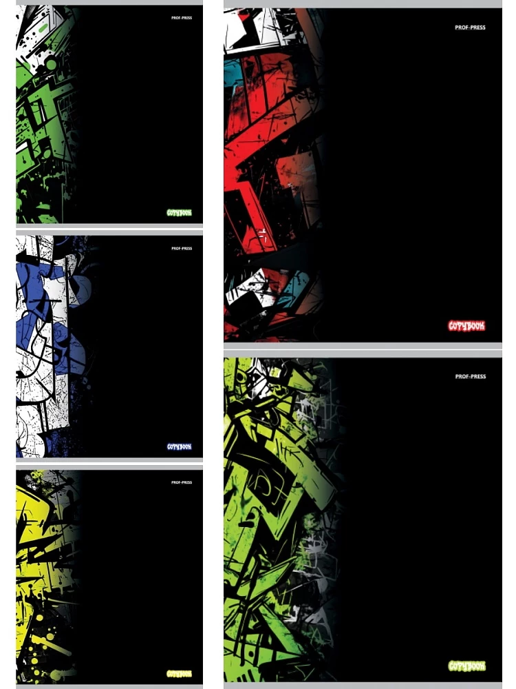 Notatnik A5 - Graffiti na czarnym – 2, 48 stron, kratka, w asortymencie