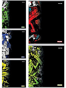 Notatnik A5 - Graffiti na czarnym – 2, 48 stron, kratka, w asortymencie