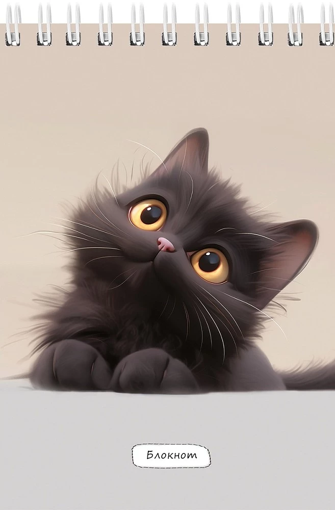 Notatnik A6 - Mały puszysty kot, 40 kartek, w asortymencie