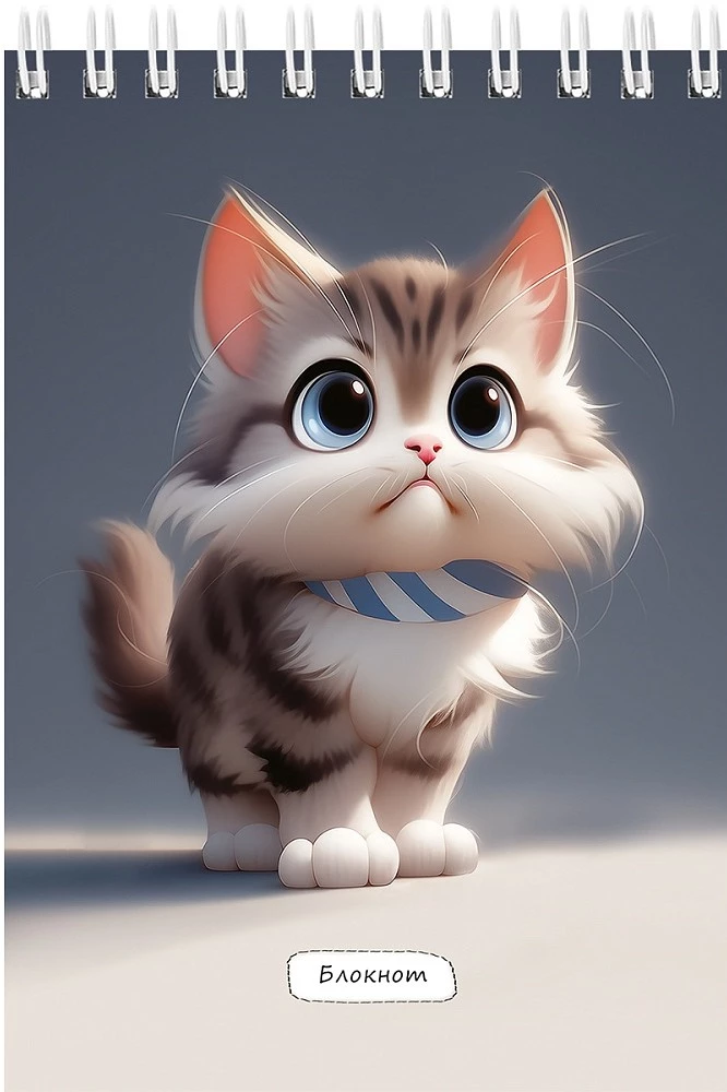 Notatnik A6 - Mały puszysty kot, 40 kartek, w asortymencie