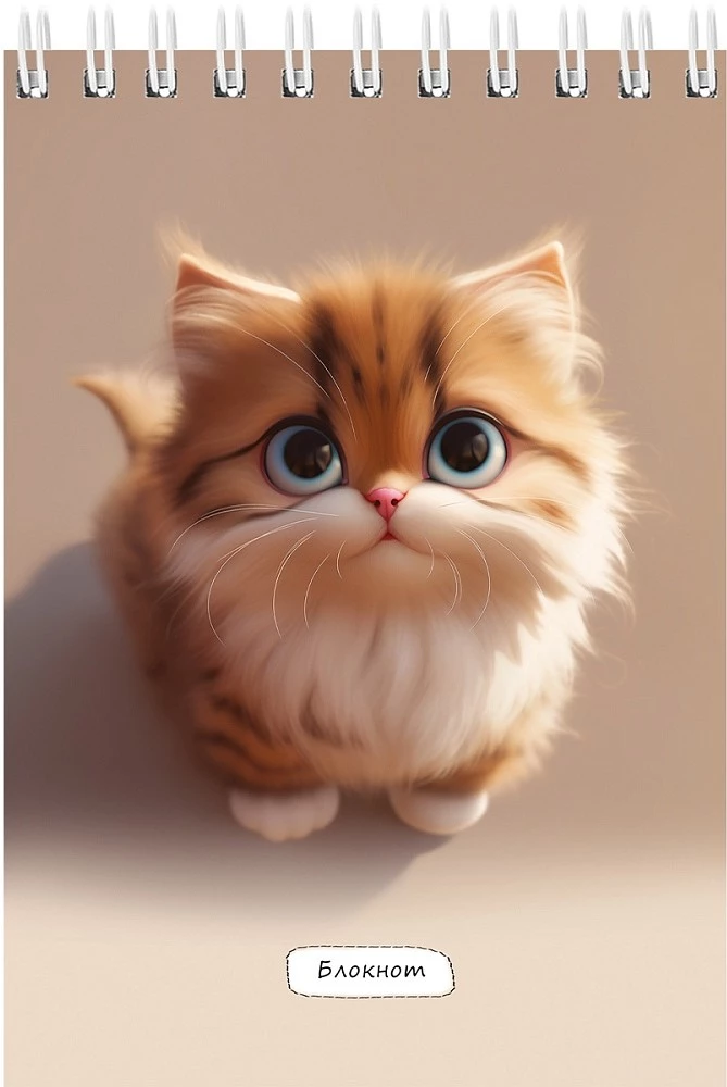 Notatnik A6 - Mały puszysty kot, 40 kartek, w asortymencie