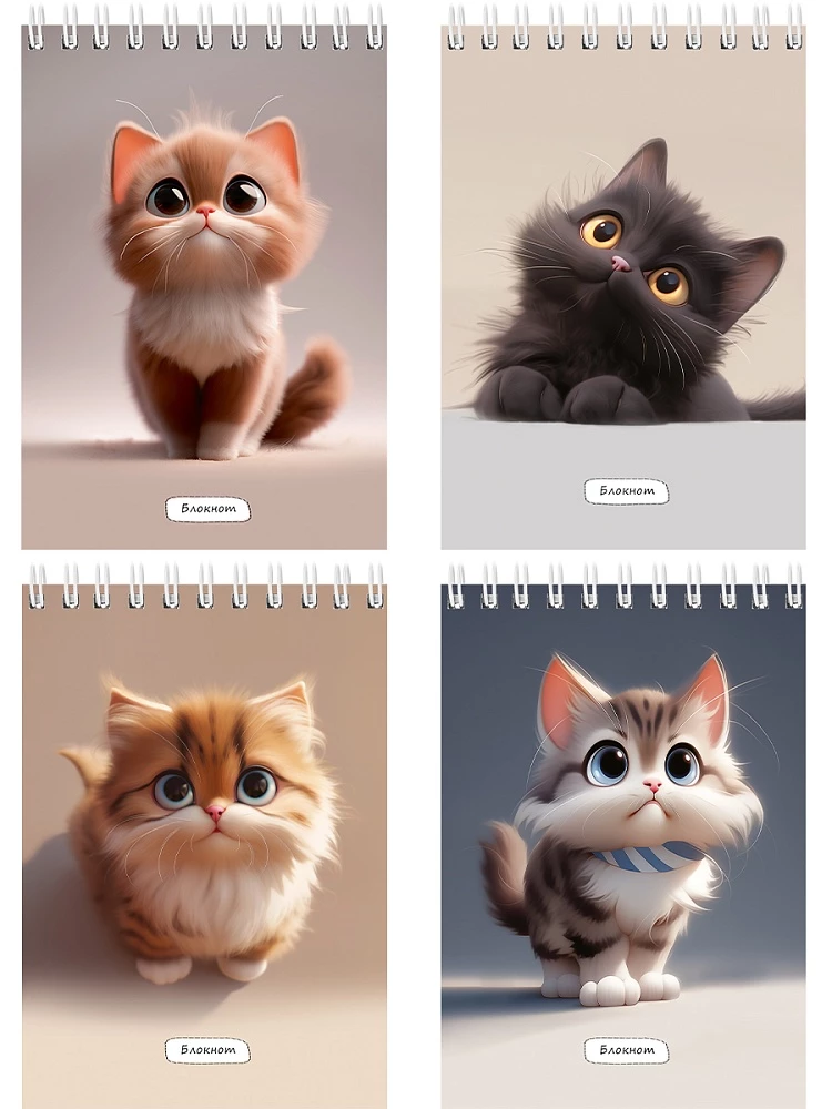 Notatnik A6 - Mały puszysty kot, 40 kartek, w asortymencie