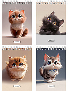 Notatnik A6 - Mały puszysty kot, 40 kartek, w asortymencie