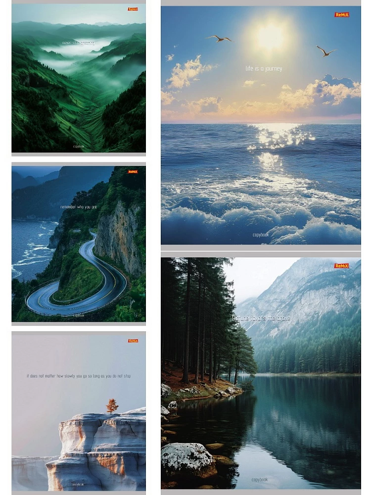 Тетрадь A5 - Природный микс – 3, 48 листов, клетка, в ассортименте