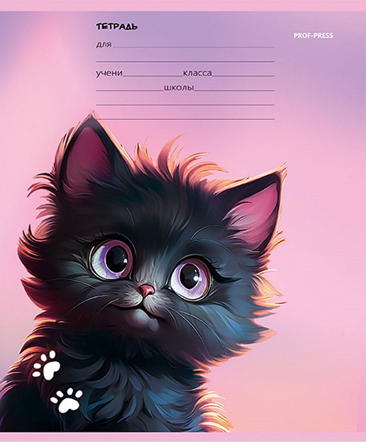 Notatnik A5 - Czarny kotek, 12 kartek, linia, w asortymencie