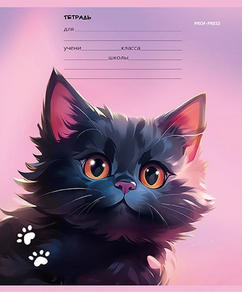 Notatnik A5 - Czarny kotek, 12 kartek, linia, w asortymencie