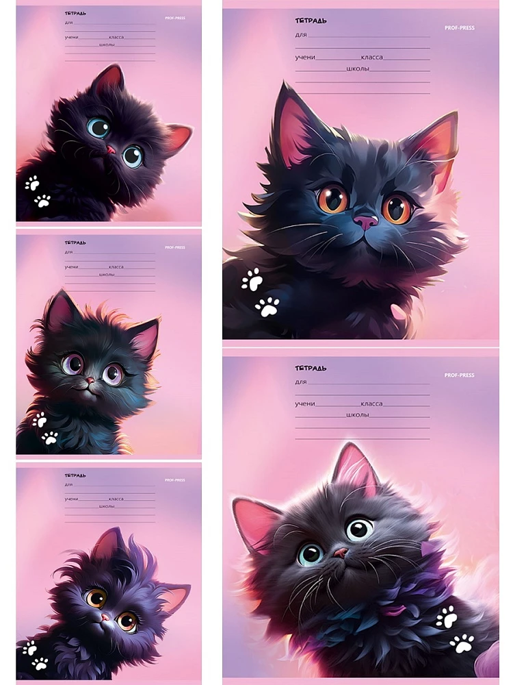 Notatnik A5 - Czarny kotek, 12 kartek, linia, w asortymencie