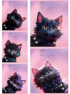 Notatnik A5 - Czarny kotek, 12 kartek, linia, w asortymencie