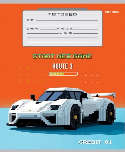 Тетрадь A5 - Машины в игровом стиле, 12 листов, линия, в ассортименте