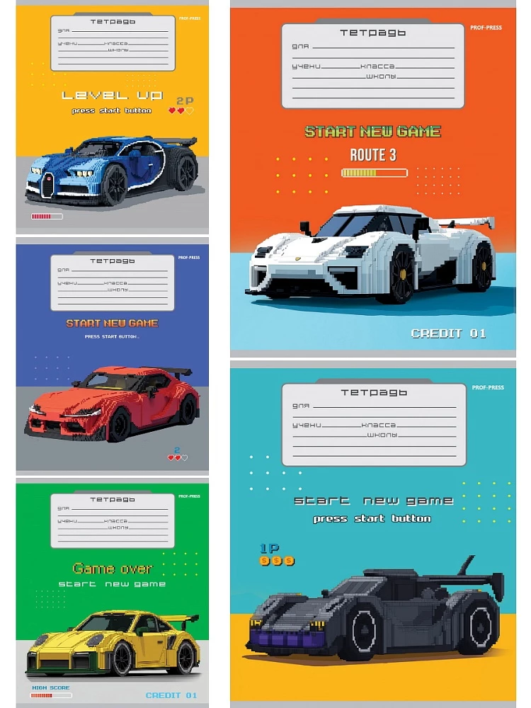 Zeszyt A5 - Samochody w stylu gry, 12 kartek, linia, w asortymencie