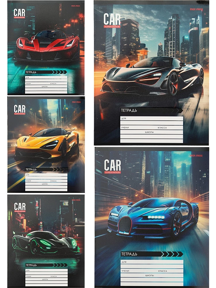 Notes A5 - Sporty samochodowe w nocnym mieście, 12 kartek, kratka, w asortymencie