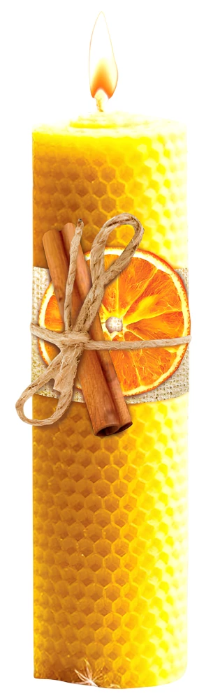Свеча из вощины - Апельсин с корицей, своими руками