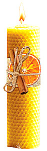 Свеча из вощины - Апельсин с корицей, своими руками