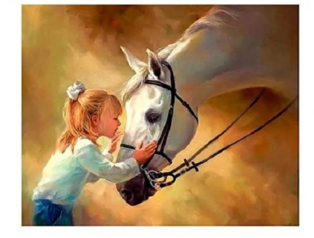 Mozaika diamentowa - DZIEWCZYNKA I KOŃ, 40x50 cm