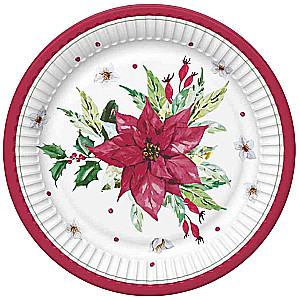 Poinsettia Disposable Plates 18 cm, 8 pieces