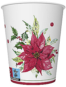 Poinsettia Disposable Cups, 250 ml, 8 pieces