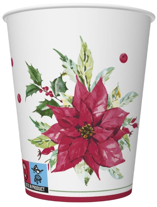 Einwegbecher Poinsettia, 250 ml, 8 Stück
