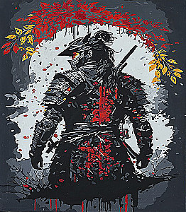 Malerei nach Zahlen mit leuchtender Farbe 40x50 - Japanischer Samurai