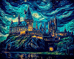 Nummeriertes Malbuch mit leuchtender Farbe 40x50 - Hogwarts