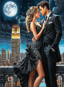 Bild nach Zahlen mit leuchtender Farbe 40x50 - Romantische Nacht