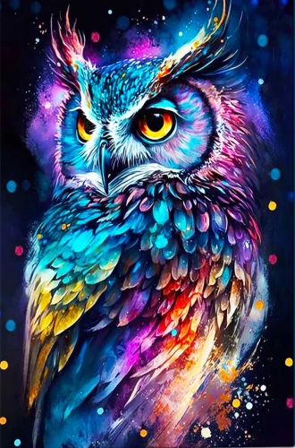 Obraz według numerów z świecącą farbą 40x50 cm - Jaskrawa sowa