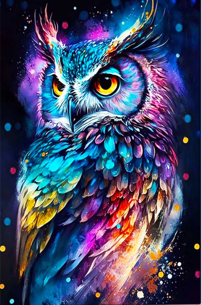 Malbuch mit leuchtender Farbe 40x50 - Helle Eule