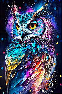 Malbuch mit leuchtender Farbe 40x50 - Helle Eule