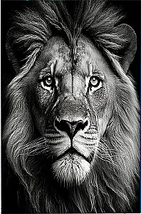 Malerei nach Zahlen 40x50 Schwarz Leinwand - Blick des Löwen