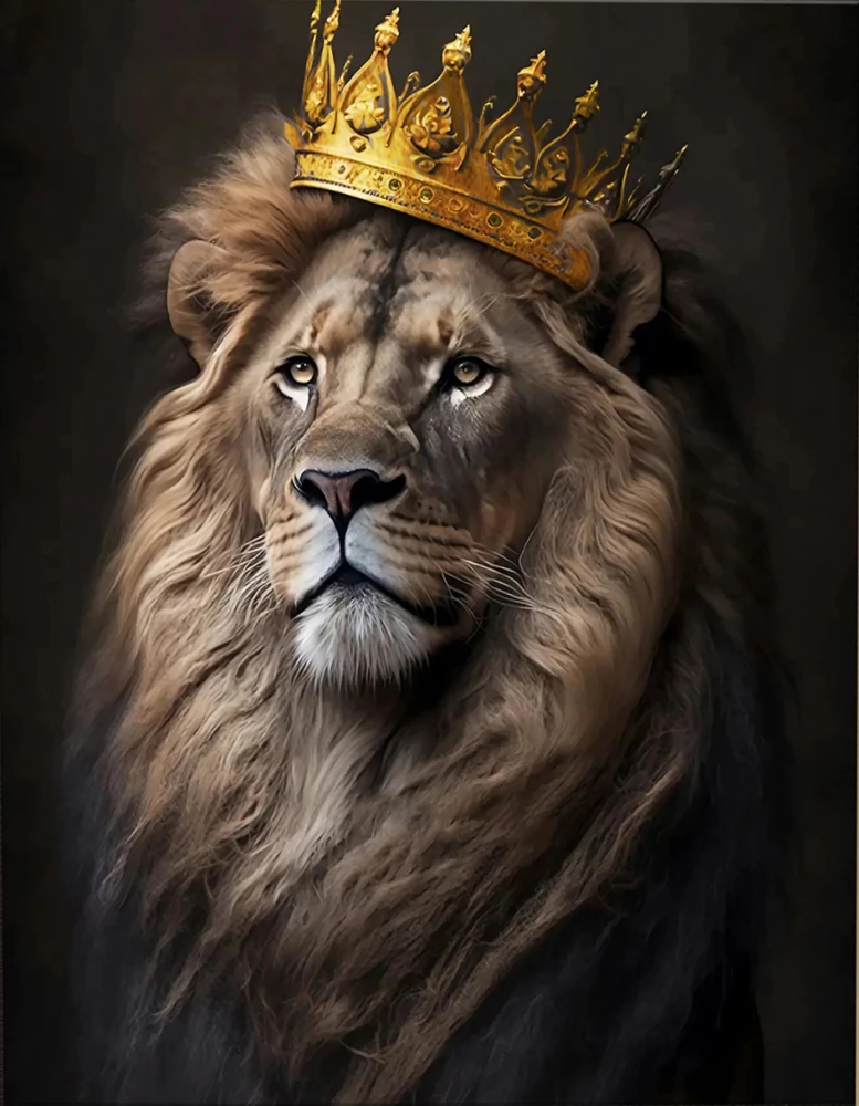 Bild nach Zahlen Schwarze Leinwand mit Blattgold 40x50 - Der König der Löwen