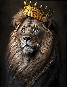 Bild nach Zahlen Schwarze Leinwand mit Blattgold 40x50 - Der König der Löwen