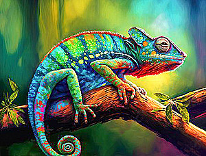 Zahlenmalerei 15x20 - Zwergchamäleon