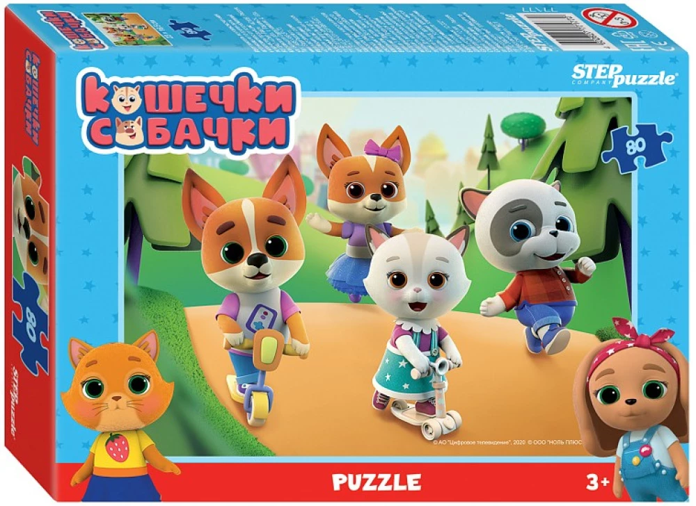 Puzzles - Cartoons. Mi-mi-mishki. Fairy Patrol and others, 80 pieces, assorted