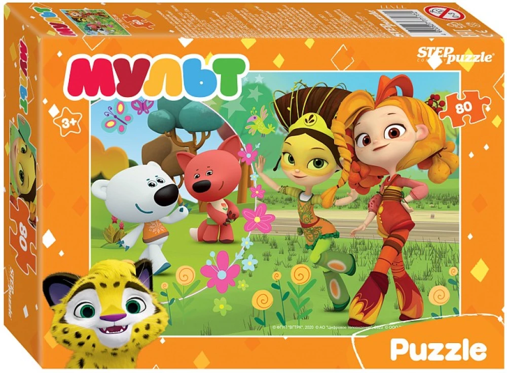 Puzzles - Cartoons. Mi-mi-mishki. Fairy Patrol and others, 80 pieces, assorted