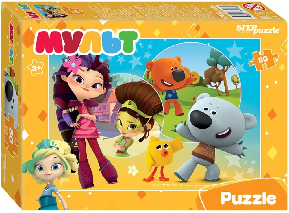 Puzzles - Cartoons. Mi-mi-mishki. Fairy Patrol and others, 80 pieces, assorted