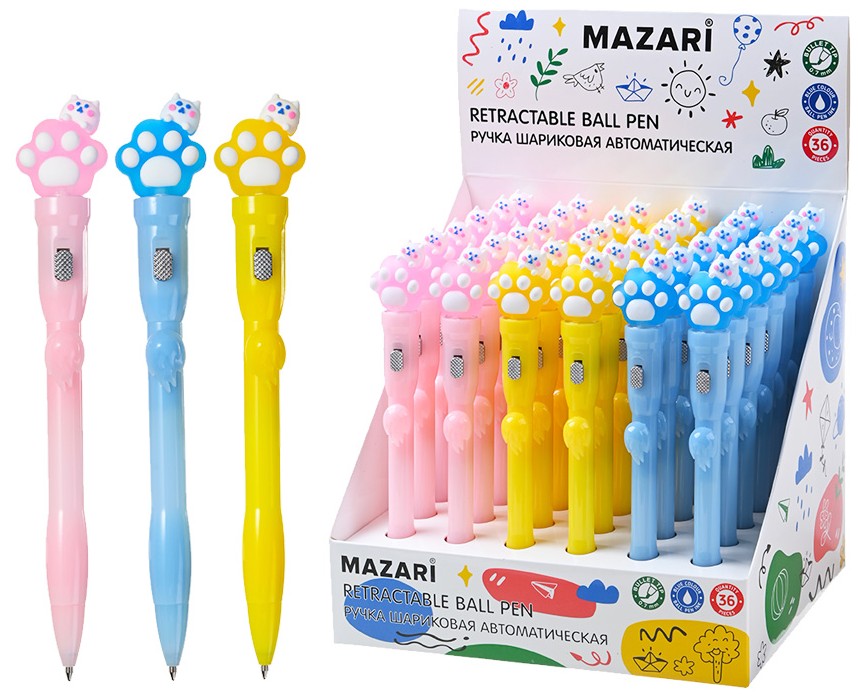 Ручка шариковая автоматическая - Лапка, синяя, в ассортименте