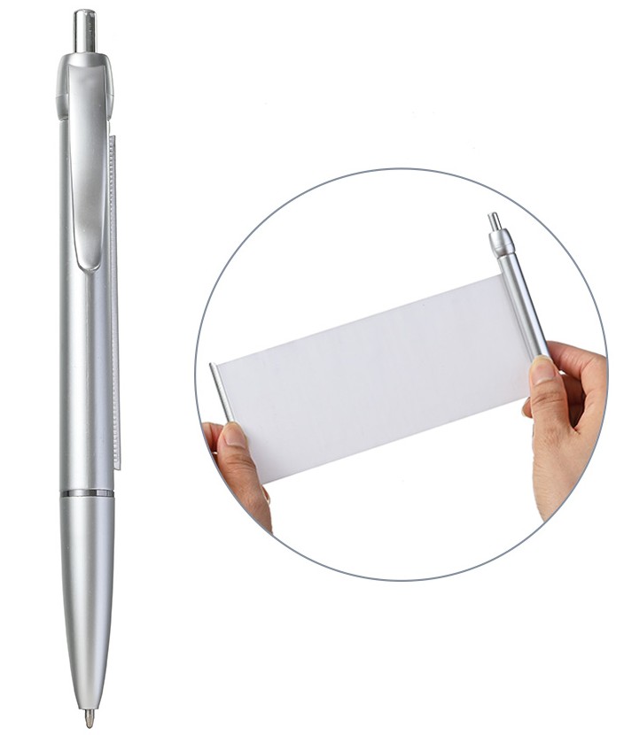 Ручка шариковая автоматическая - Шпаргалка, серебро, синяя