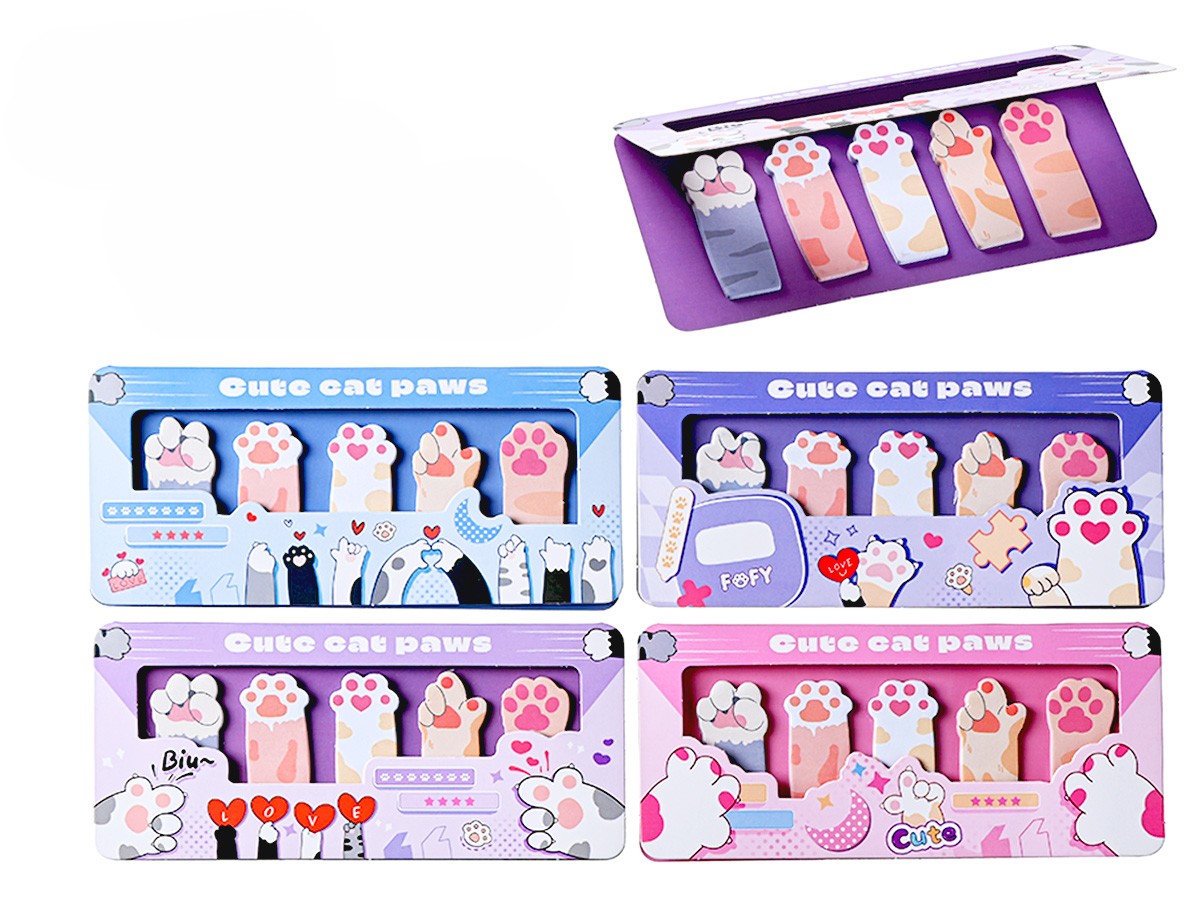 Sticky Note Bookmark Set - Paws, assorted