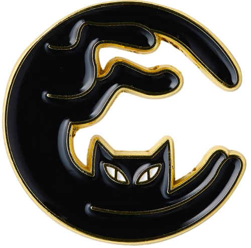 Значок эмалированный - Кошка луна