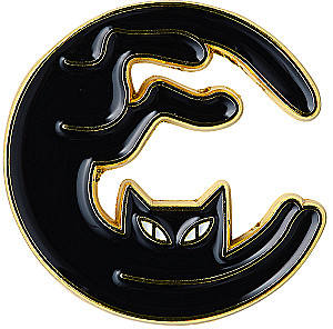 Значок эмалированный - Кошка луна